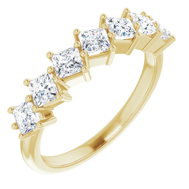 1.26 ct. Princess Cut Diamond Wedding Band 7 Stone Anniversary Ring-VIRABYANI